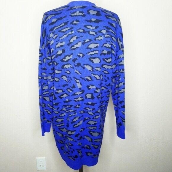 Splendid | NWT Womens Size S Blue Grey Leopard Long Cardigan MSRP $168 - Picture 3 of 4